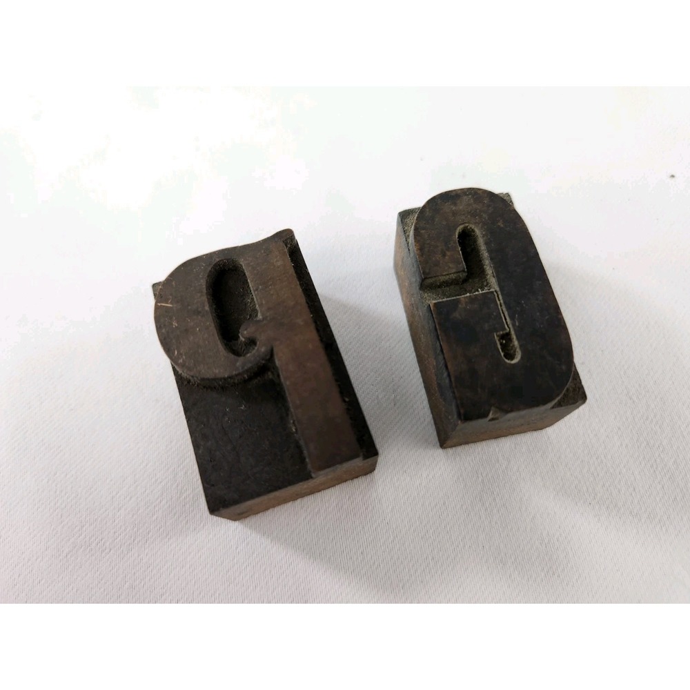 Vintage G and P Wood Type Letterpress Printing Block Letter Stamp Wooden Shelf